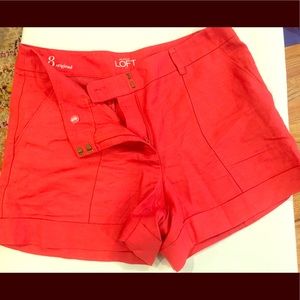 Coral Linen Shorts